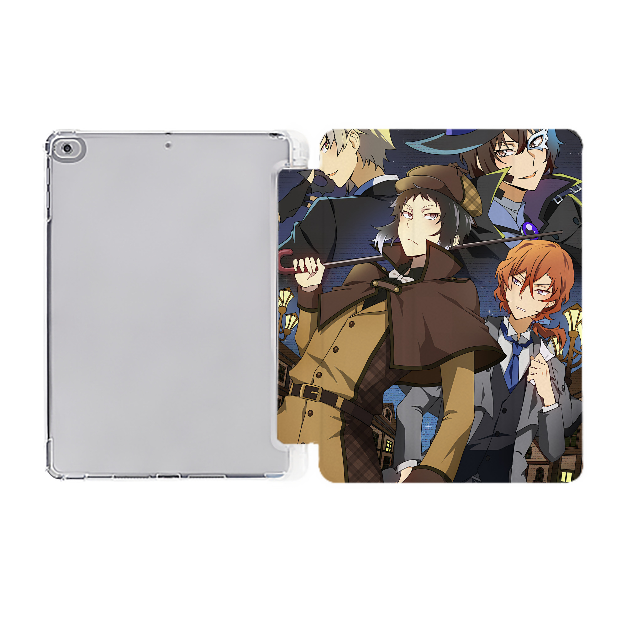 （画像用） 文豪ストレイドッグス Bungo Stray Dogs IPad ケース ペン収納付き 三つ折りスタンド PUレザー×シリコン 対応機種9.5/10.5/10.9インチ